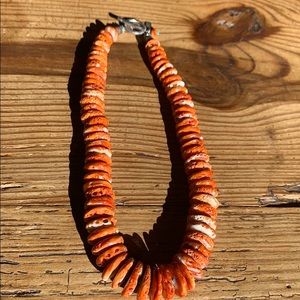 NWOT Peyote Bird Designs orange-red stone necklace